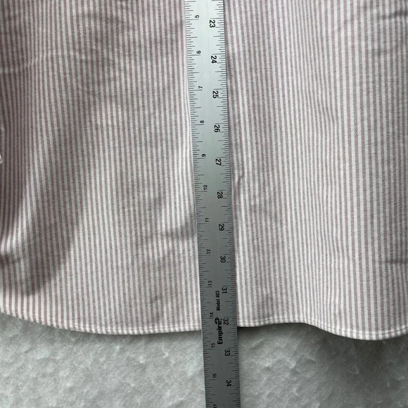 L.L. Bean Shirt Men's 34 Pink White Striped Long Sleeve Wrinkle Resistant Button - Picture 4 of 10